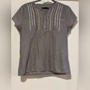 Prana Charcoal Embroidered Blouse